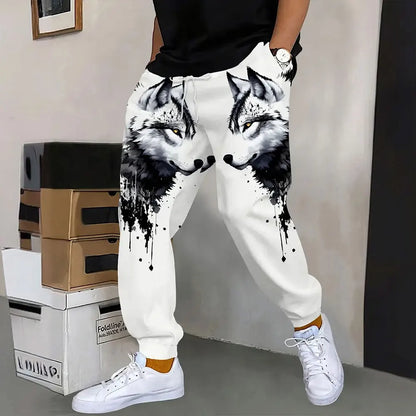 Men's Sweatpants Retro 3D Square Printed Sweatpants Men's Loose Pocket Drawstring Sweatpants Winter Thick Warm Sweatpants