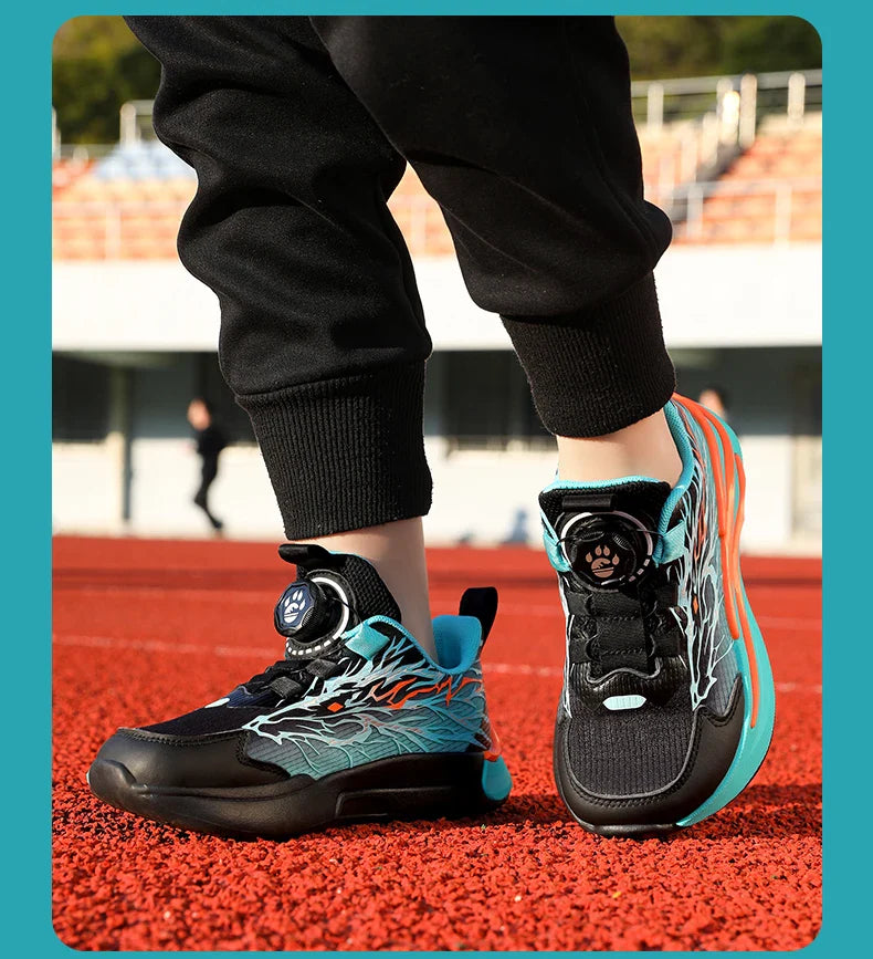 New Anti-skid Leather Kids Sneakers for Boys Running Walking Lightweight Casual Shoes With Fashion Dragon Pattern Size 31-38