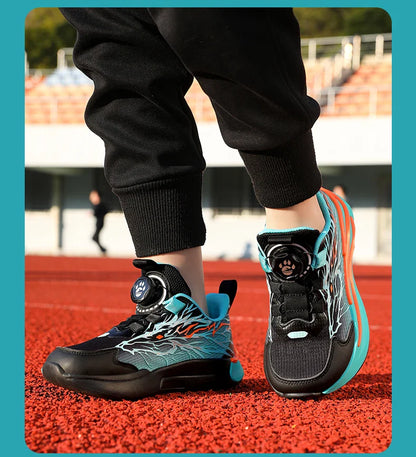 New Anti-skid Leather Kids Sneakers for Boys Running Walking Lightweight Casual Shoes With Fashion Dragon Pattern Size 31-38