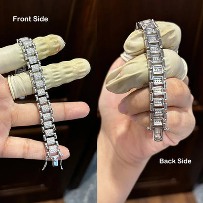 2024 Original Full 1mm D Color Moissanite Diamond Cuban Link Bracelet For Men Women Unisex 925 Silver 10mm Wrist Bracelets