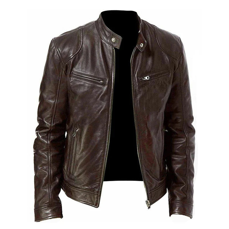 Jaquetas de Couro Masculinas 2024 Jaquetas Casuais de Motocicleta Masculinas Casaco de Motocicleta Slim Fit com Lapela Jaquetas de Couro PU Outono Casaco de Couro Masculino Anti-vento
