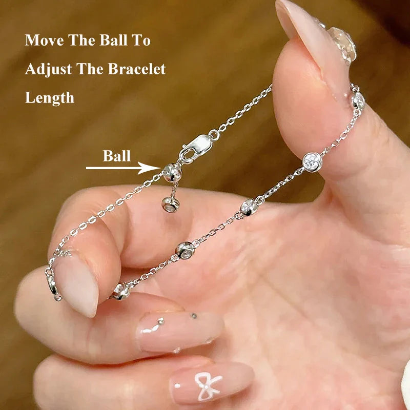 Full 0.1CT 3mm D Color Moissanite Diamond Link Bracelet for Woman 925 Silver Plated 18k Adjustable 15-20cm Chain Bracelets