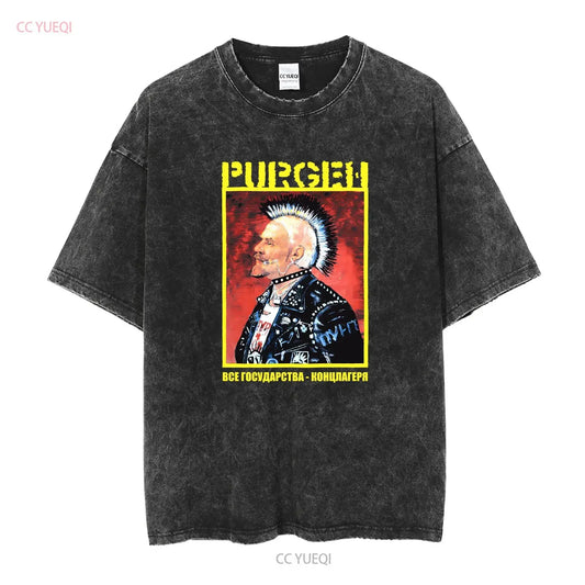 Limited NWT Purgen Все государства Russia Hardcore Rock Music Logo T SHIRT S 4XL vintage Washed Versatile graphic homme