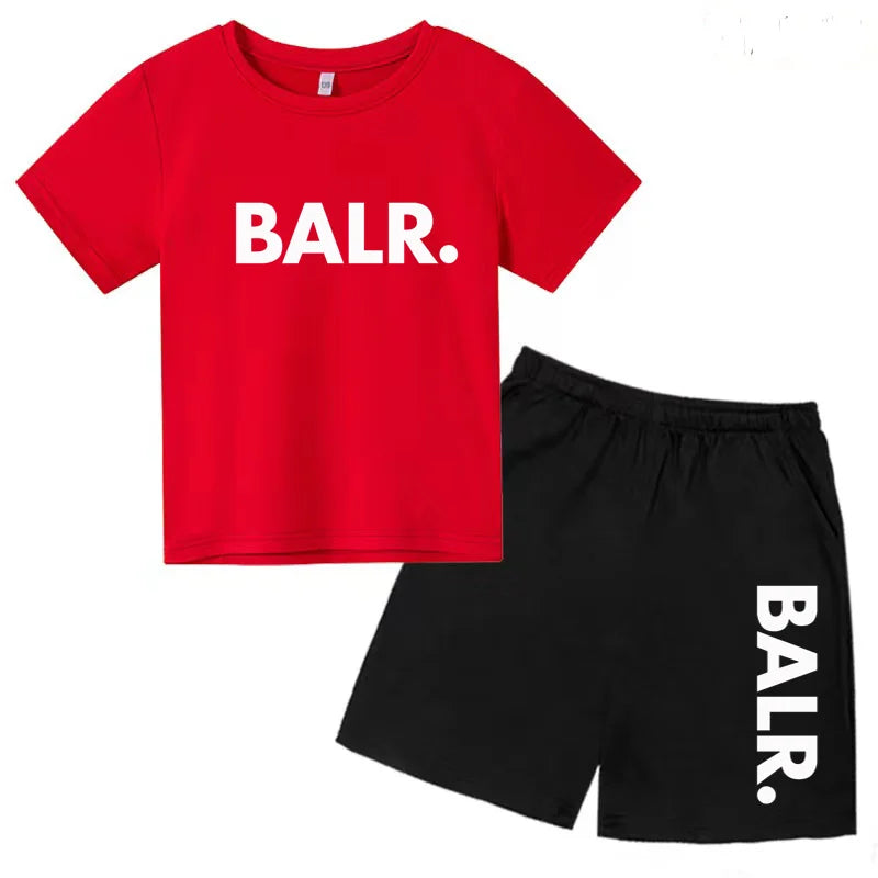 Kids T-shirt Summer Sunshine Brand Monogram Print Short Sleeve+Shorts 2P Boys Girls Toddler 3-12years Leisure Sports Jogging Set
