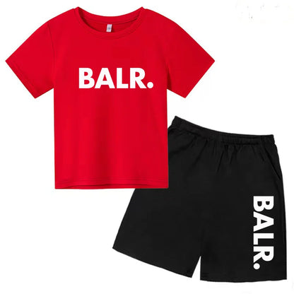Kids T-shirt Summer Sunshine Brand Monogram Print Short Sleeve+Shorts 2P Boys Girls Toddler 3-12years Leisure Sports Jogging Set