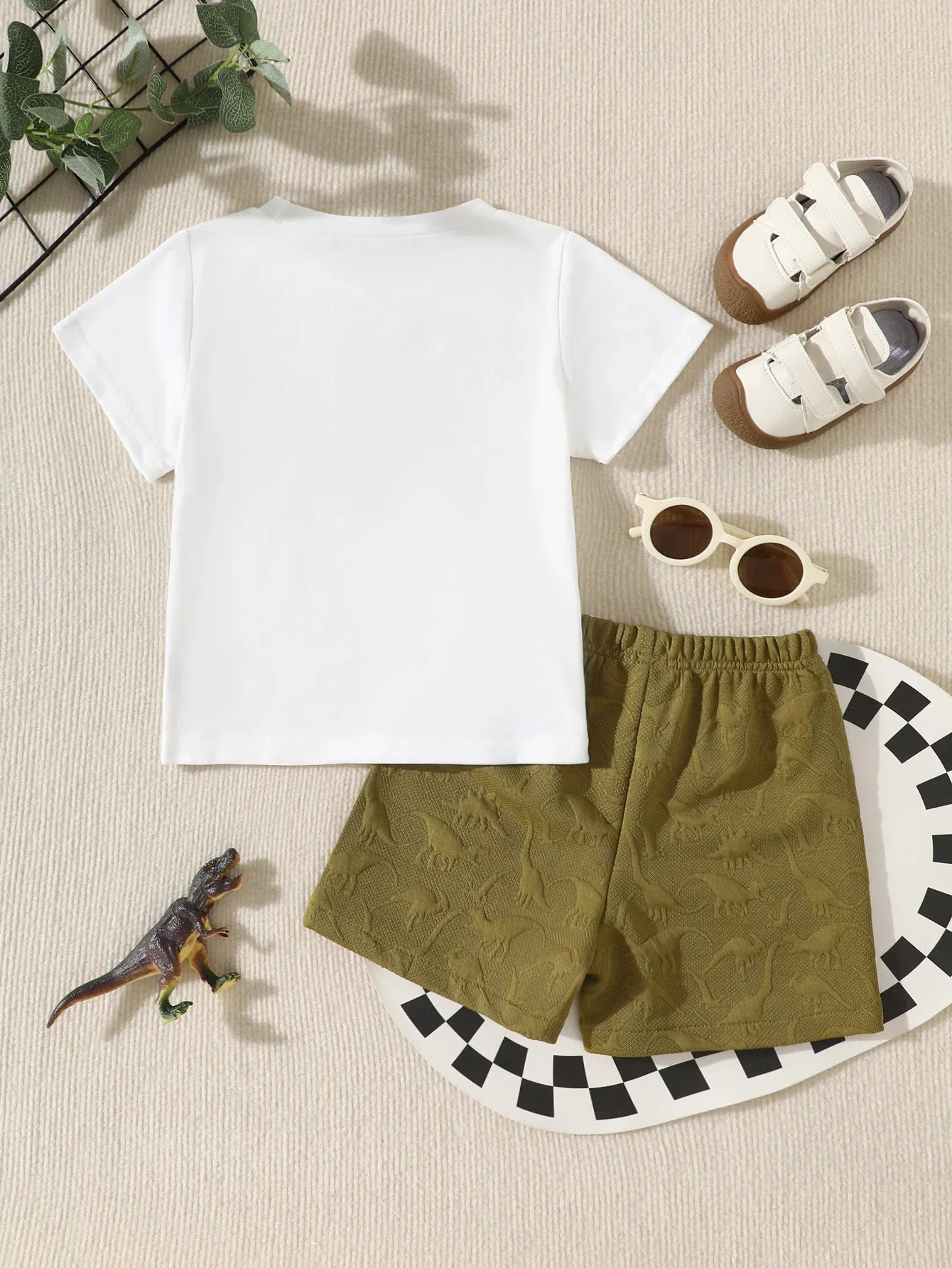 Boys Summer Clothes Set 3D Dinosaur Embossed Breathable Short Sleeve Tee Shorts 2Pcs Toddler Kids Casual Outfits