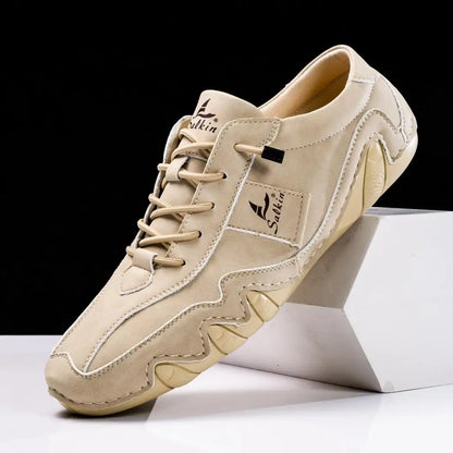 Spring Handmade Leather Casual Men Shoes Design Fashion Sneakers Man Loafers Breathable Soft Flat Shoes Driving Shoes