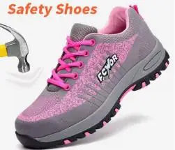 Safety Shoes for Women Indestructible  Steel Toe Sneakers Puncture Lightweight Boots Female Pink Small Size Safety Shoes