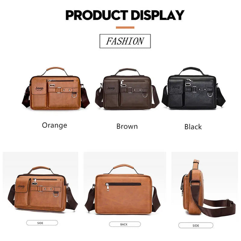 Multi-function Business Handbags Men New Man's Shoulder Bags Large Capacity Leather Messenger Bag Crossbody Big Brand