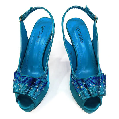 Shoes Matching Bag With Applique Mature African Ladies Super High Heels Sandals for Party Fashionable Italian Women