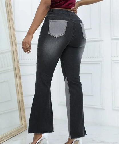 Women Casual Commuter Wide Leg Denim Pants