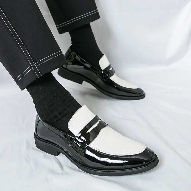 Loafers Shoes Men Color Blocked Business Casual Fashion Round Head Formal Wedding Shoes