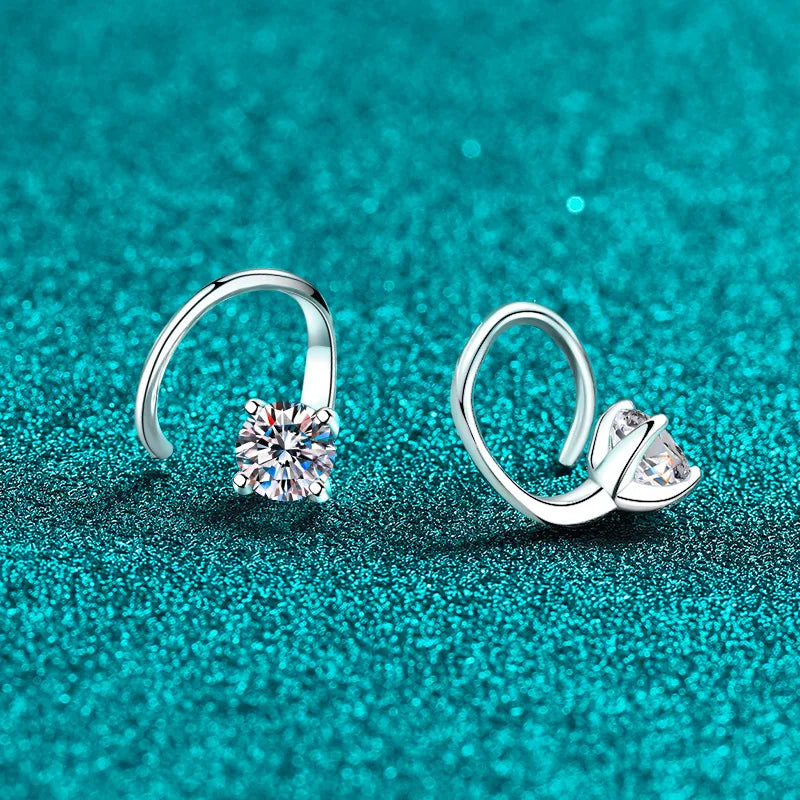 5mm Round Brilliant Cut Rotatable Moissanite Stud Earrings for Women Hypoallergenic 100% Pure S925 Silver Bridal Jewelry