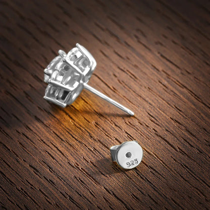 D VVS1 All Moissnaite Diamond Earring for Women 925 Sterling Sliver Plated 18k white gold Stud Ear Wedding Fine Jewelry