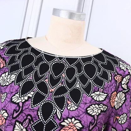 Bohemian Party Dress Elegant Women Printing Sundress Vintage Flare Long Sleeve Maxi Vestidos Oversized O-Neck Robe Femme