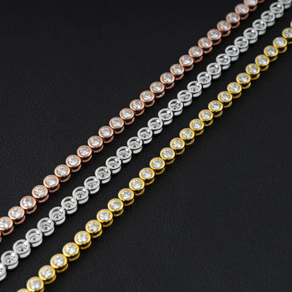 2mm 3mm Moissanite Tennis Bracelets for Women Bezel Set Round Bubble Lab Diamond with GRA S925 Silver Plated 18K Party Bracelet