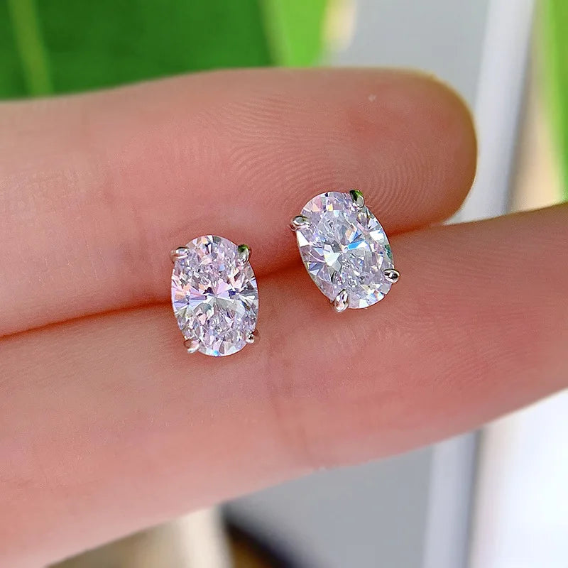 0.5-5CT Doveggs Moissanite Stud Earrings for Women Bridal Oval Cut Ear Jewelry Lab Diamond 100% S925 Sterling Silver