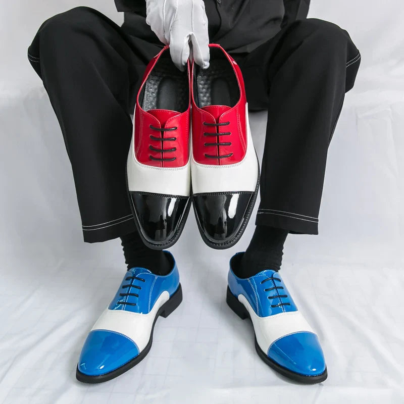 Sapato Social Masculino De Couro Azul De Alta Qualidade Bico Fino Elegante Sapatos De Casamento Masculino Baixo Decotado Para Festa Sapatos Formais Masculinos