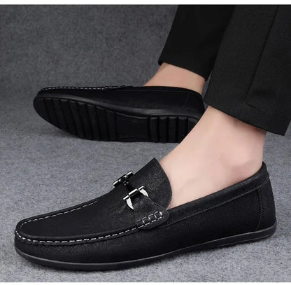 Men's shoes large size simple men's lazy casual shoes for men's black light driving loafers men's shoes leather shoes