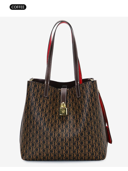 Women's Large Capacity Handbag Daily Commuting High-end Versatile PU Material Letter Printed Design Women's Crossbody Bag