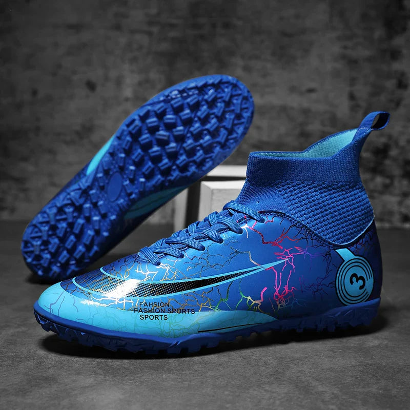 Fashion Men Professional Soccer Shoes Outdoor Cleats Unisex Ultralight Long Spikes Futsal Training Shoes Red Football Boots Men