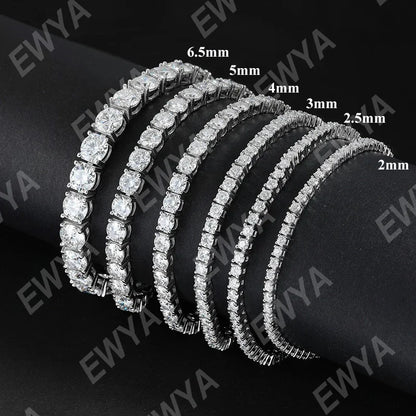 Hidden Spring Buckle Full Moissanite Tennis Bracelet D Color 2/2.5/3/4/5mm Lab Diamond Link Bracelets For Women Man Gift