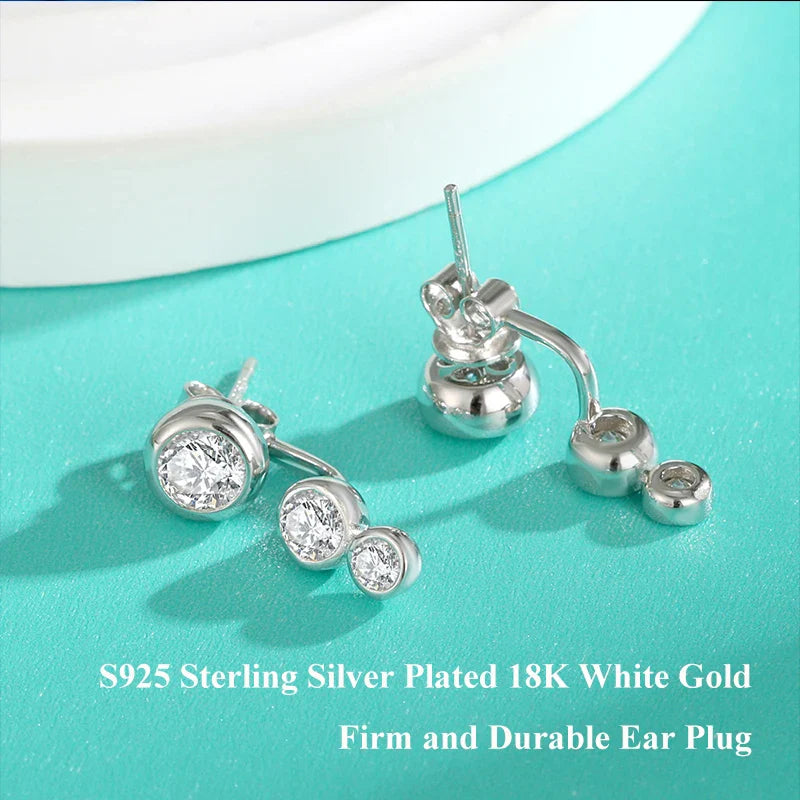 2 in 1 Round Bubble Full D Color Moissanite Stud Earrings for Women 925 Silver All Diamond Earring Pierced Ear Fine Jewelry