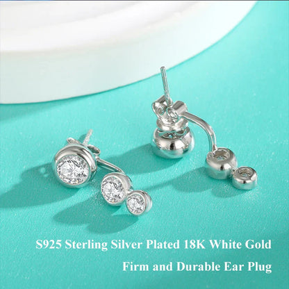 2 in 1 Round Bubble Full D Color Moissanite Stud Earrings for Women 925 Silver All Diamond Earring Pierced Ear Fine Jewelry