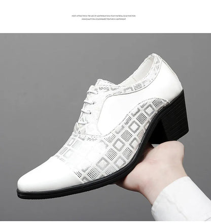 Men's High-heeled Leather Shoes Fashion Red Wedding Dresses Shoes For Men Luxury Formal Shoes Man zapatos de vestir