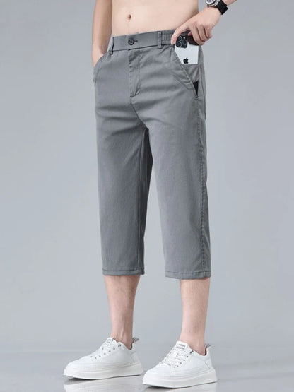 Men's Summer Lyocell Shorts Thin Breathable Comfortable Slim Korean Fashion Short Pants Elastic Waist Casual Vacation Pants