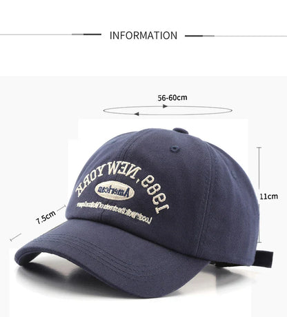 Korean Retro Baseball Hat Women's Autumn Winter Versatile Ins Street Letter Embroidered Caps Summer Couple Men