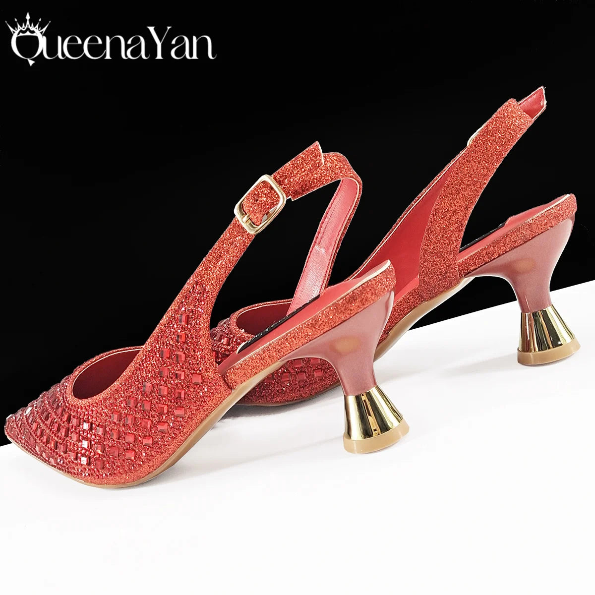 Italian Design Rhinestone Luxury Navy Blue Pointed Toe Shoe & Bag Set Women High Heels for Parties High Quality