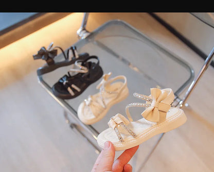 Children Princess Shoes Baby Girls Flat Bling Leather Sandals Fashion Sequin Soft Kids Dance Party Sparkly Shoes Crystal F05214