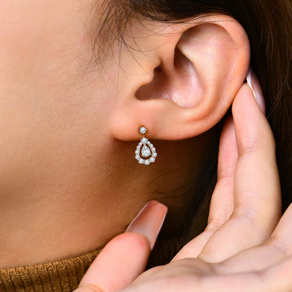 Pear Cut 4*3mm Full Moissanite Stud Earrings for Women Sparkling Wedding Party Earring 925 Sterling Silver Fine Jewelry