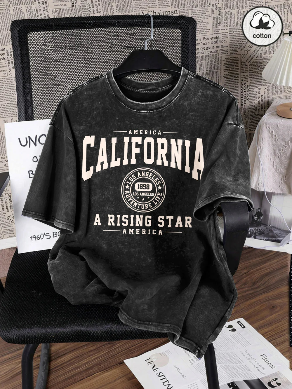 America California Printed Washed T-Shirt Mens Cotton Oversized T Shirt Casual O-Neck Short Sleeve Tops Summer Basic Male Tees