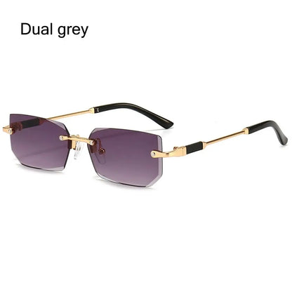 Rimless Rectangle Sunglasses Fashion Y2K Frameless Sun Glasses Shades for Women & Men