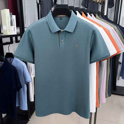 100% pure cotton high-end brand men's short sleeve polo shirt summer fashion customization horse embroidery classic Paul T-shirt