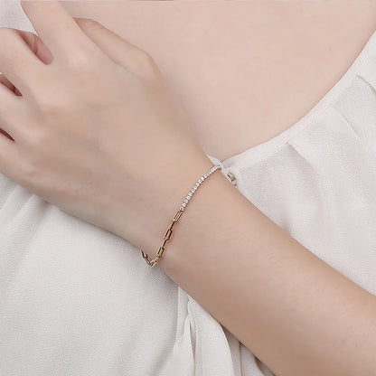 2mm Moissanite Tennis Bracelets With Gra Certificate S925 Sterling Silver Plated 18k Gold Paper Clip Bracelet For Women