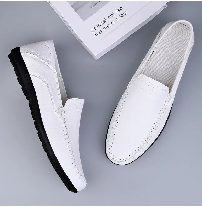 Men's casual leather shoes four seasons plus size soft sole comfort outdoor fashion youth business leather shoes driving shoes