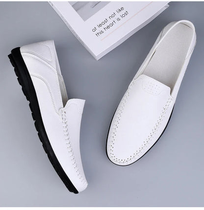 Men's casual leather shoes four seasons plus size soft sole comfort outdoor fashion youth business leather shoes driving shoes