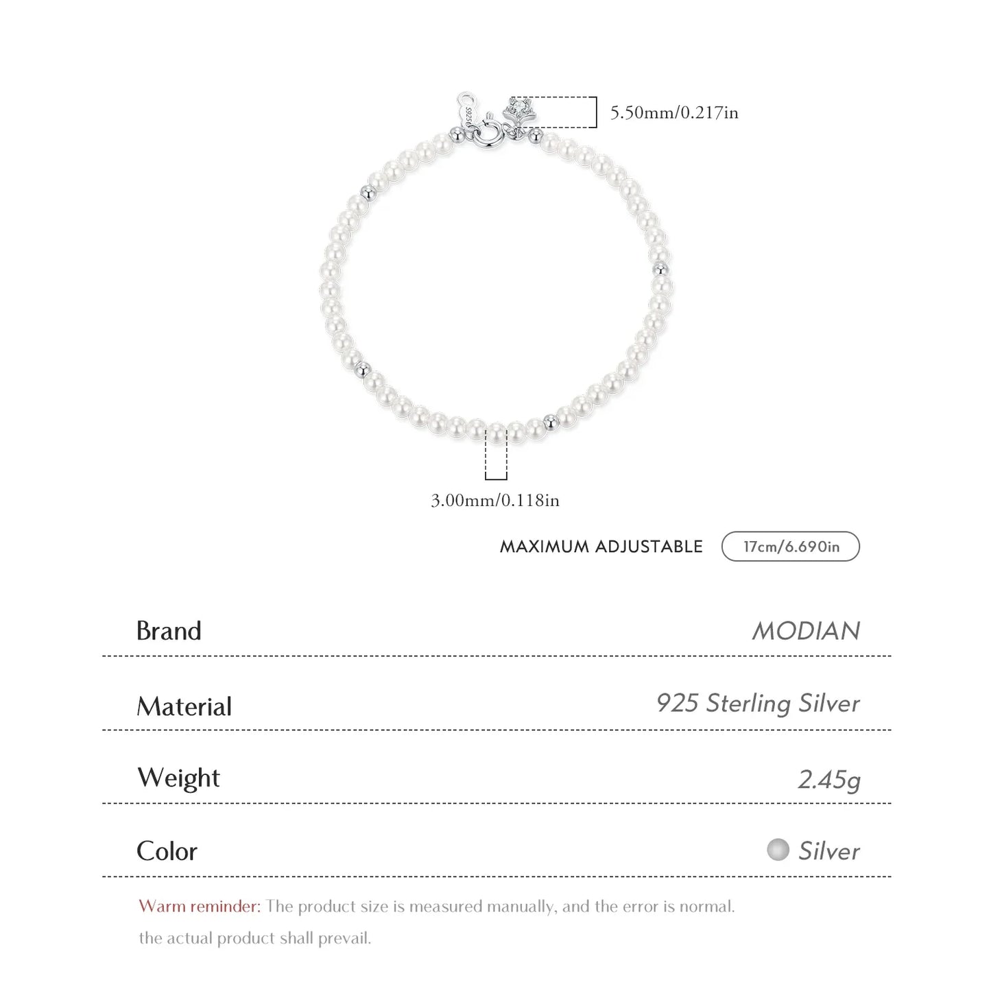 Elegant Pearls Beaded Bracelet 925 Sterling Sliver Sweet Shining Star CZ Bracelet For Women Fine Jewelry Gifts