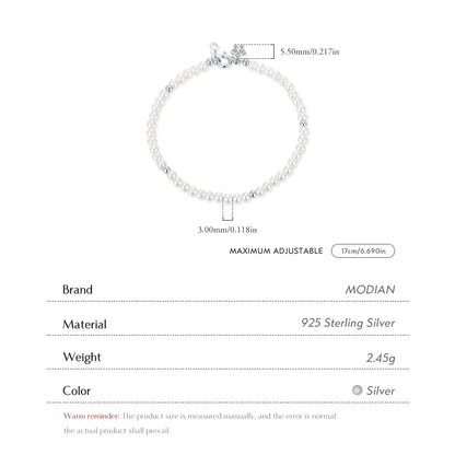 Elegant Pearls Beaded Bracelet 925 Sterling Sliver Sweet Shining Star CZ Bracelet For Women Fine Jewelry Gifts
