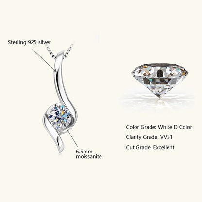 Sterling Silver 925 Real Moissanite Jewelry Set for Women 2.0ctw D Color Lab Diamond Stud Earrings Pendant Necklace Sets Gift