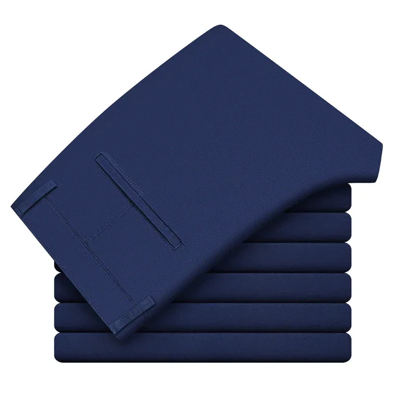 97% Cotton Classic Men's Casual Pants New Soft Cozy Elasticity Straight Business Trousers Fashion Branded Clothing Size 28-38