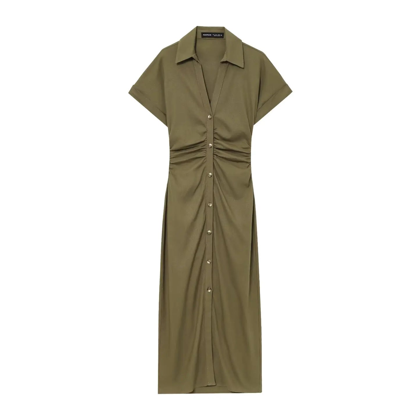 New  Women's elegant holiday style refreshing and comfortable short-sleeved V-neck MIDI dress