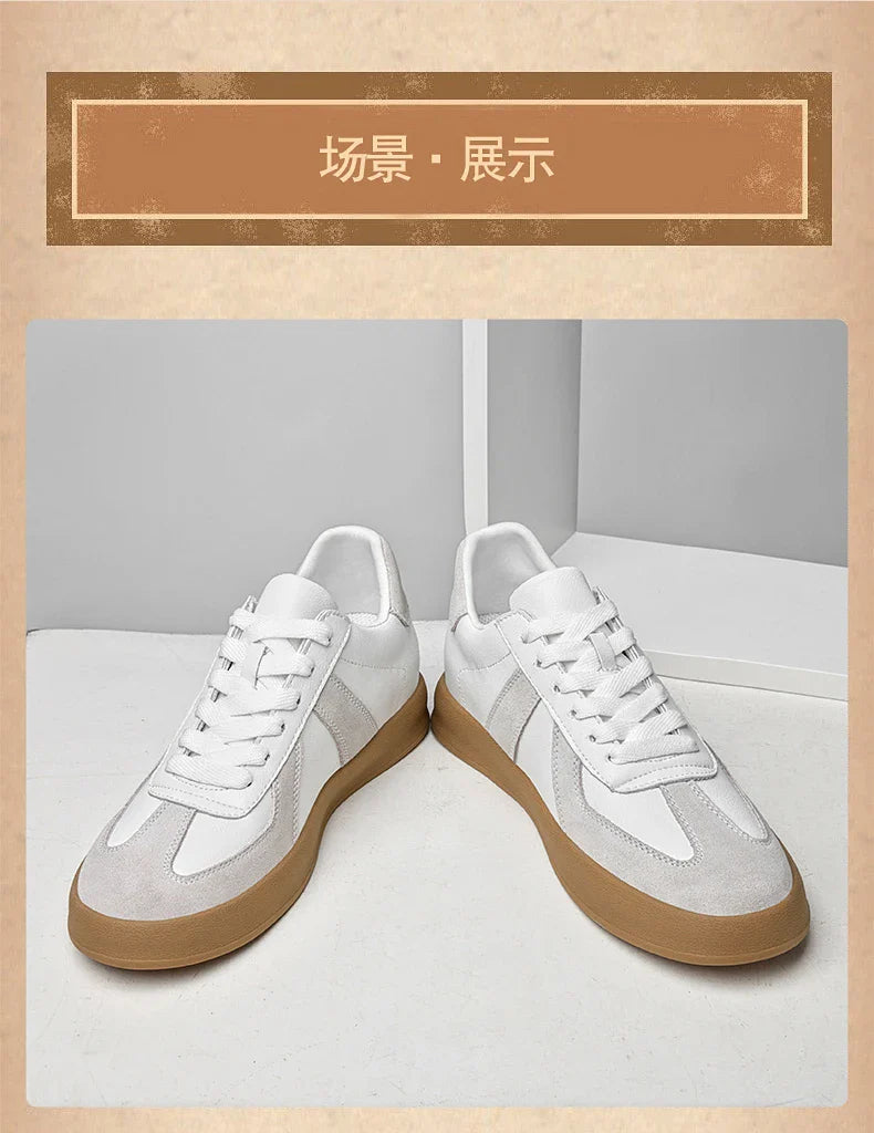 Invisible Height-Increasing Shoes 8cm German Training Shoes for Men, Summer Breathable Casual Sneakers, Genuine Leather Retro Versatile Forrest Gump Shoes 6cm