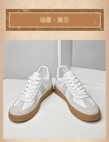 Invisible Height-Increasing Shoes 8cm German Training Shoes for Men, Summer Breathable Casual Sneakers, Genuine Leather Retro Versatile Forrest Gump Shoes 6cm