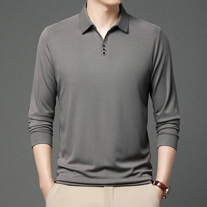 High quality brand long sleeve men's polo shirt autumn fashion customization high-end slim fit top casual business T-shirt