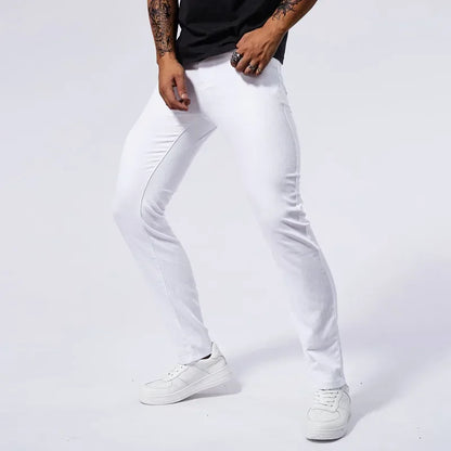 Calça Jeans Masculina Branca Casual Calça Jeans Nova Confortável Moderna Elástica Slim Fit Reta Calça Masculina Roupa Streetwear Jeans