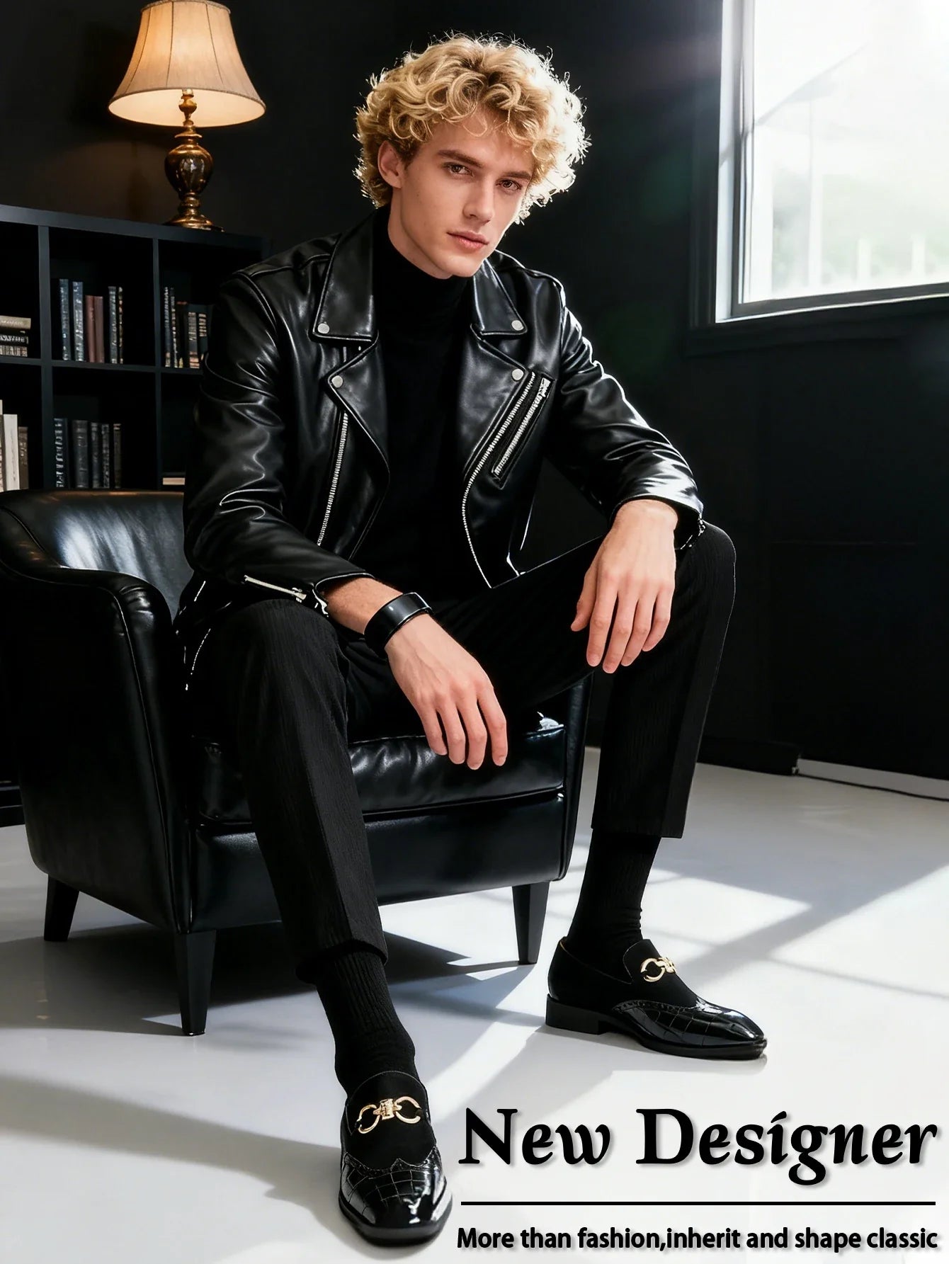 Men's Formal Leather Shoes British Style Slip On Loafers Pointed Toe Breathable Non-Slip Business Elegant Dress Wedding Office